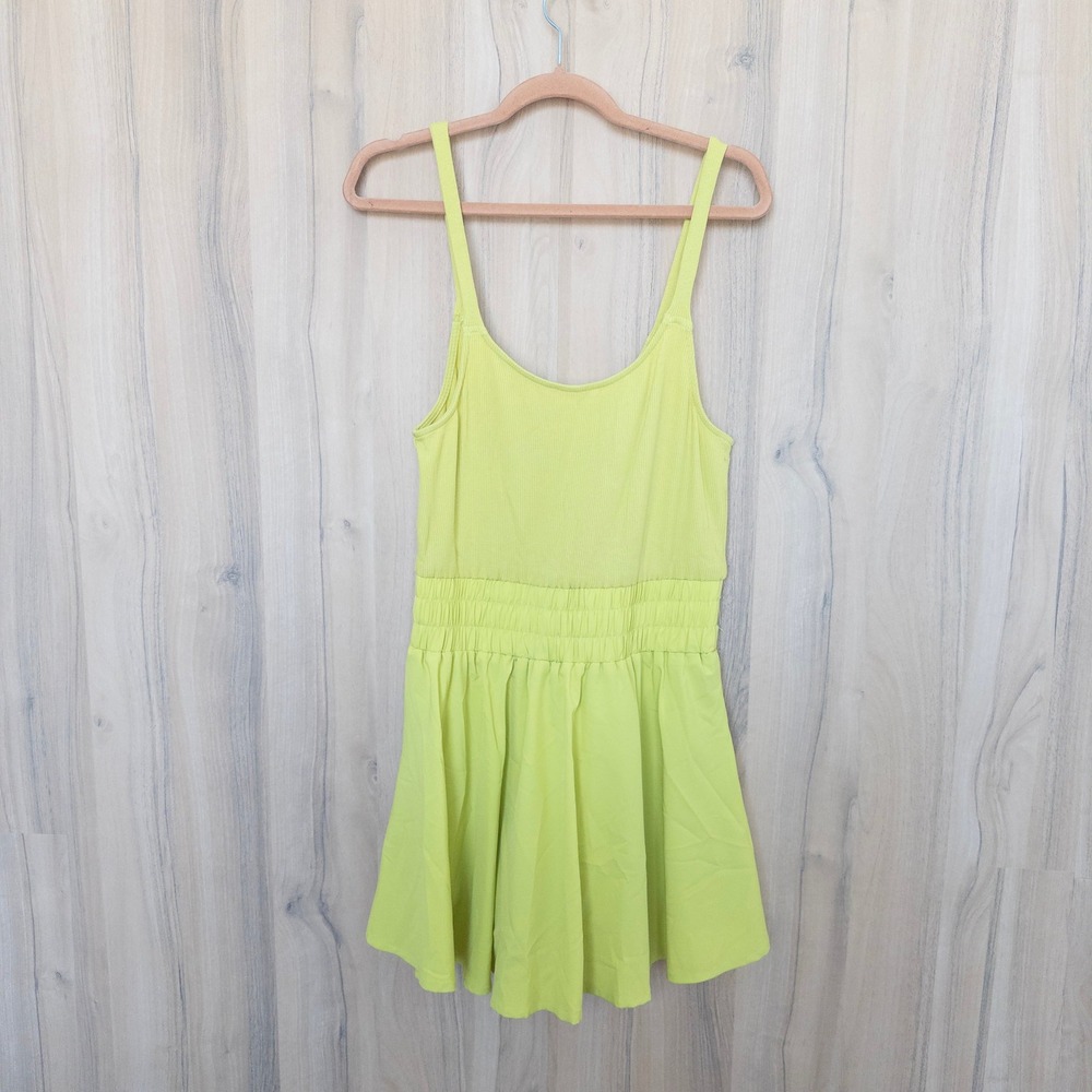 New In Womens Active Dress L Chartreuse Ribbed Athletic Skort Tennis Preppy